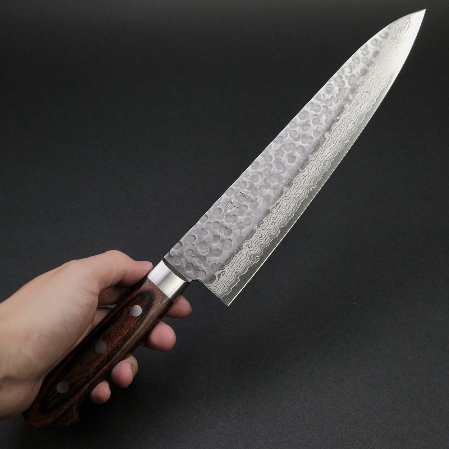 Hitohira HG Tsuchime Damascus Gyuto 240mm Imitation Mahogany Handle