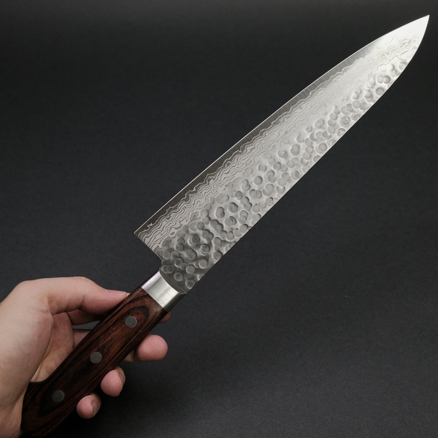 Hitohira HG Tsuchime Damascus Gyuto 240mm Imitation Mahogany Handle