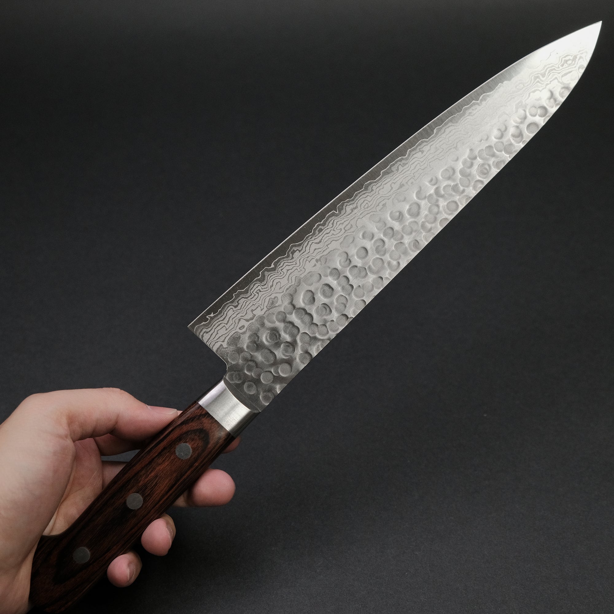 Hitohira HG Tsuchime Damascus Gyuto 240mm Imitation Mahogany Handle