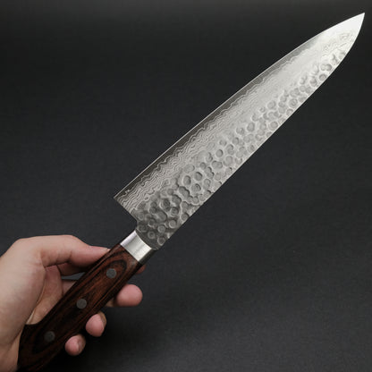 Hitohira HG Tsuchime Damascus Gyuto 240mm Imitation Mahogany Handle