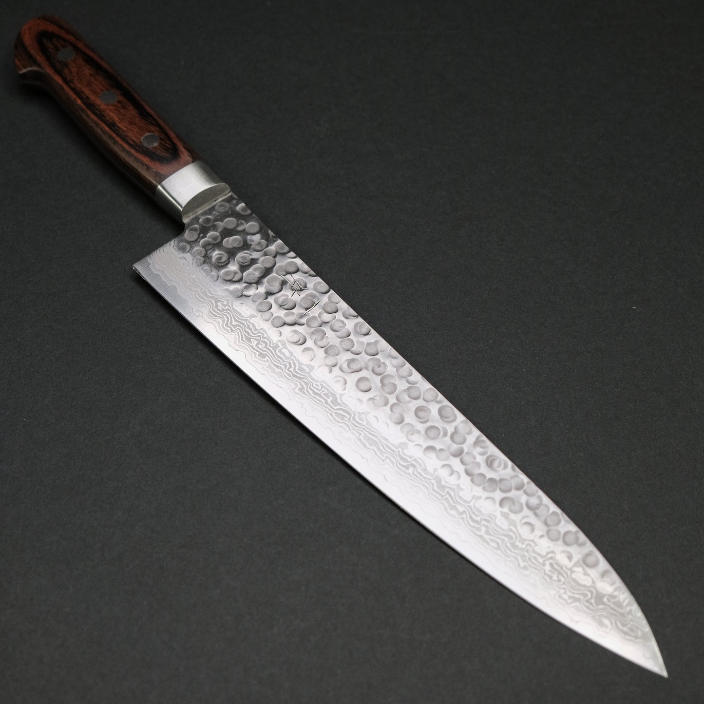 Hitohira HG Tsuchime Damascus Gyuto 240mm Imitation Mahogany Handle