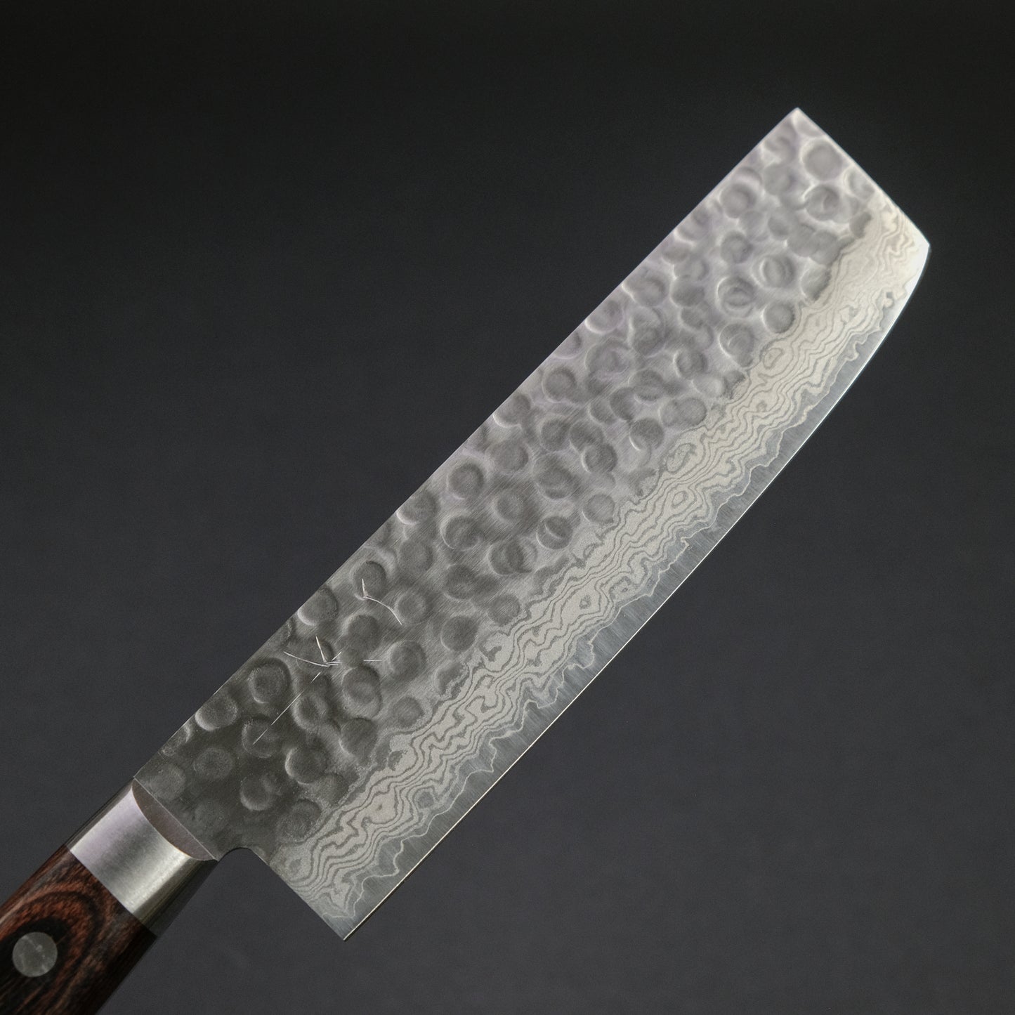 Hitohira HG Tsuchime Damascus Nakiri 160mm Imitation Mahogany Handle