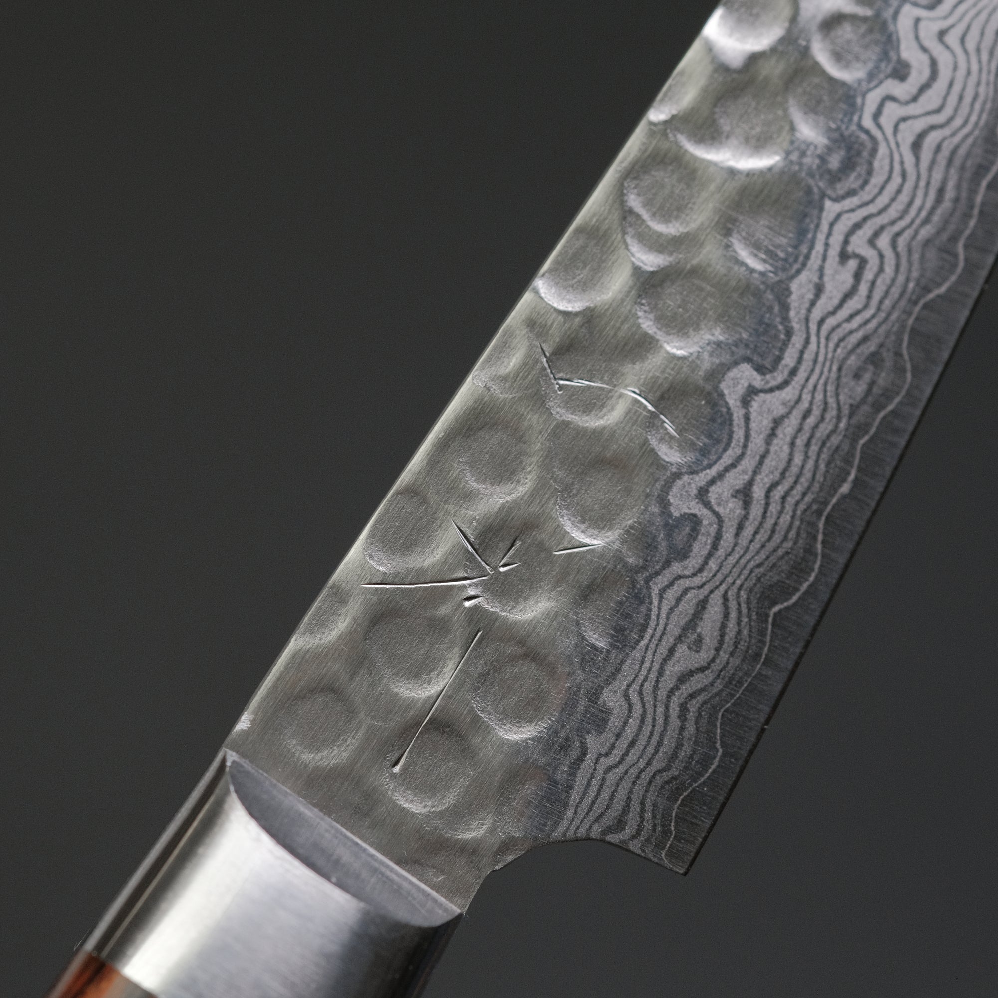 Hitohira HG Tsuchime Damascus Paring 85mm Imitation Mahogany Handle