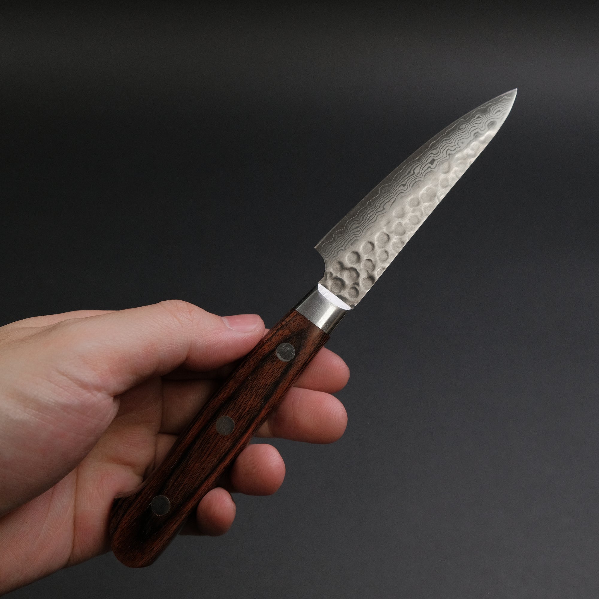 Hitohira HG Tsuchime Damascus Paring 85mm Imitation Mahogany Handle