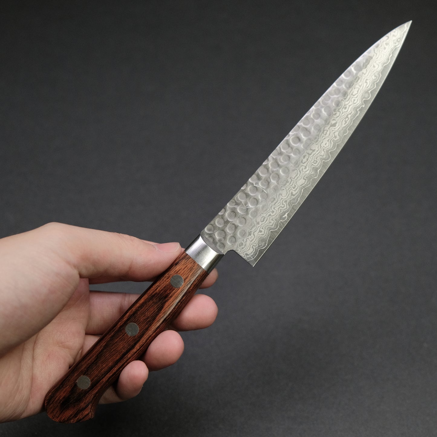 Hitohira HG Tsuchime Damascus Petty 140mm Imitation Mahogany Handle