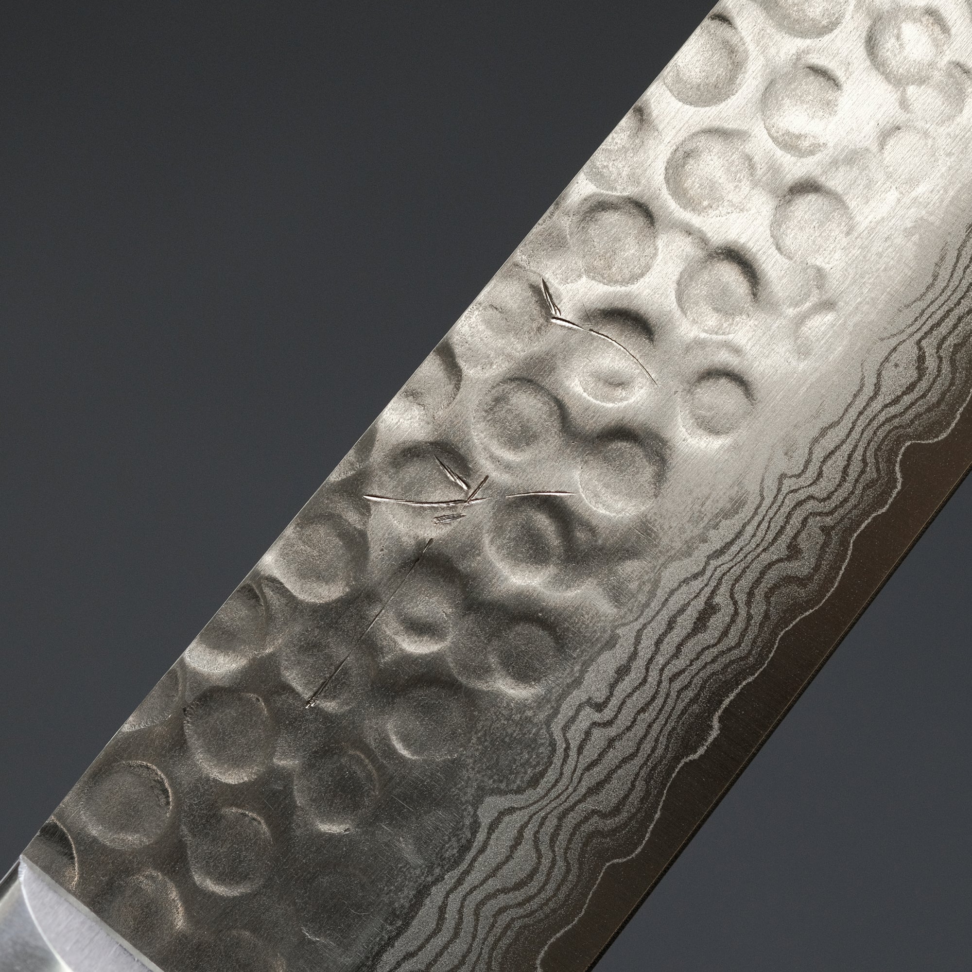 Hitohira HG Tsuchime Damascus Sujihiki 240mm Imitation Mahogany Handle