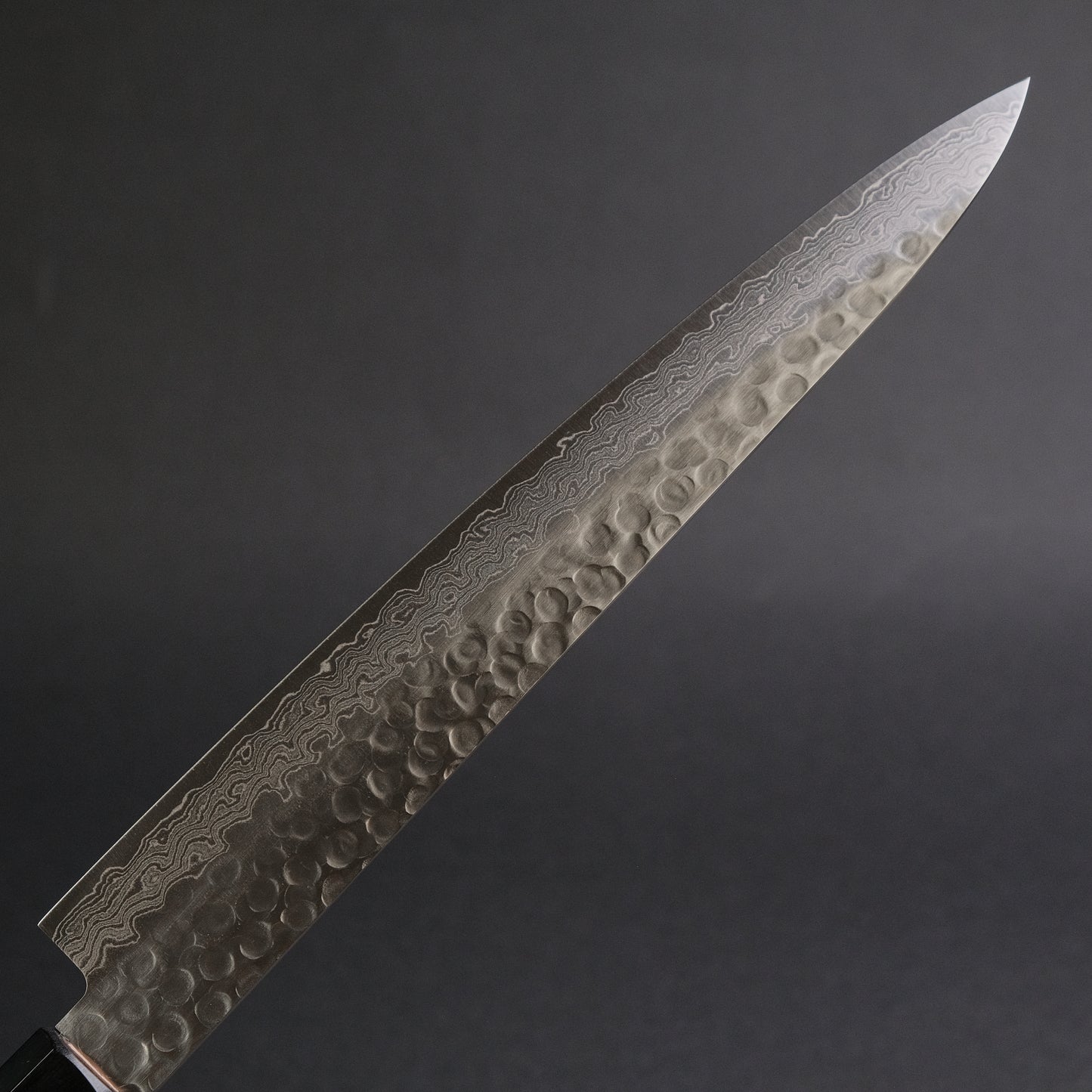 Hitohira HG Tsuchime Damascus Sujihiki 240mm Walnut Handle