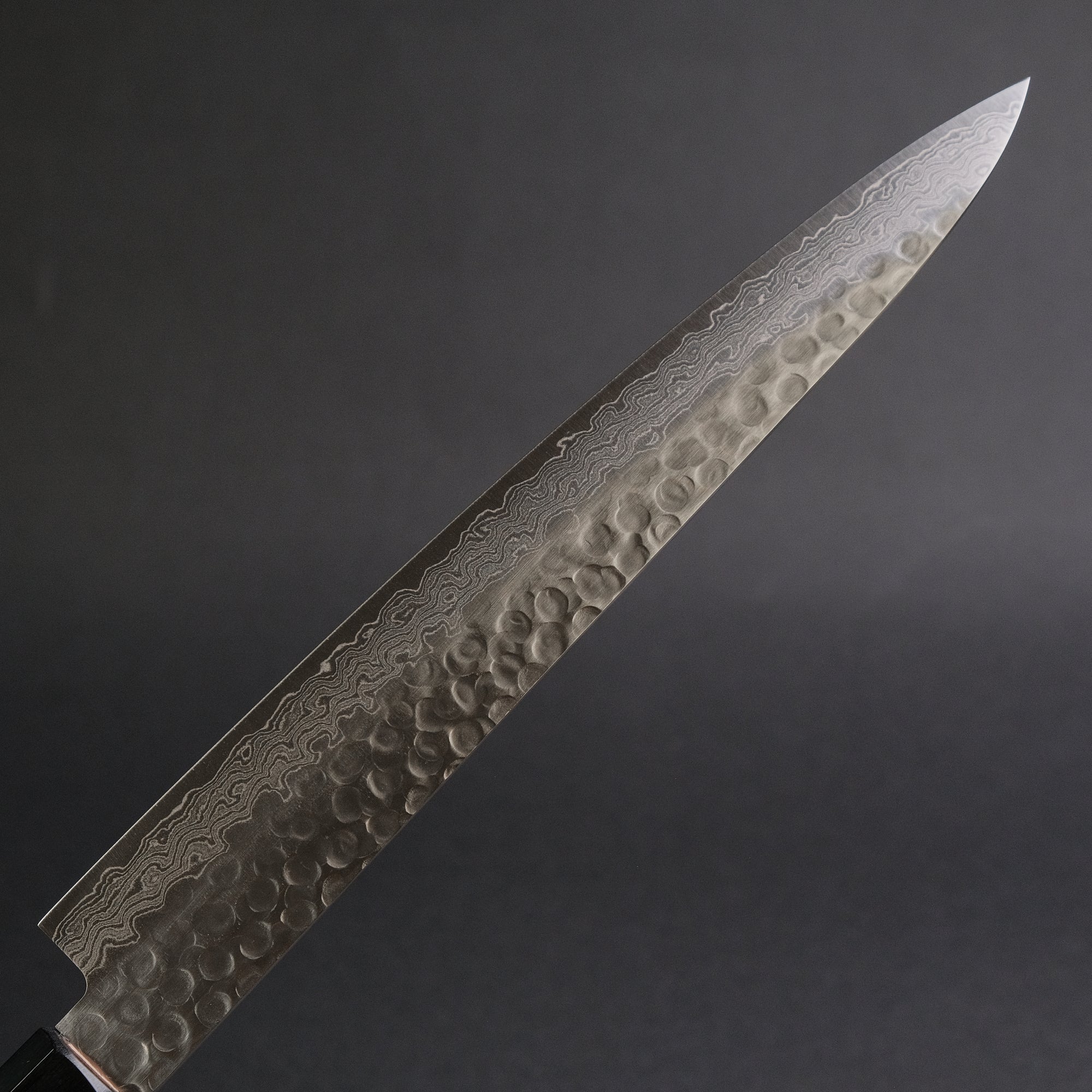 Hitohira HG Tsuchime Damascus Sujihiki 240mm Walnut Handle