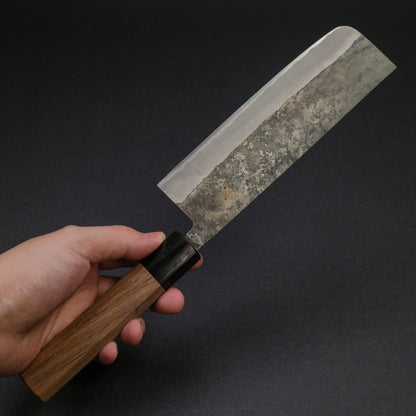 Hitohira Harima Forged Blue Super Stainless Clad Nakiri Walnut Handle