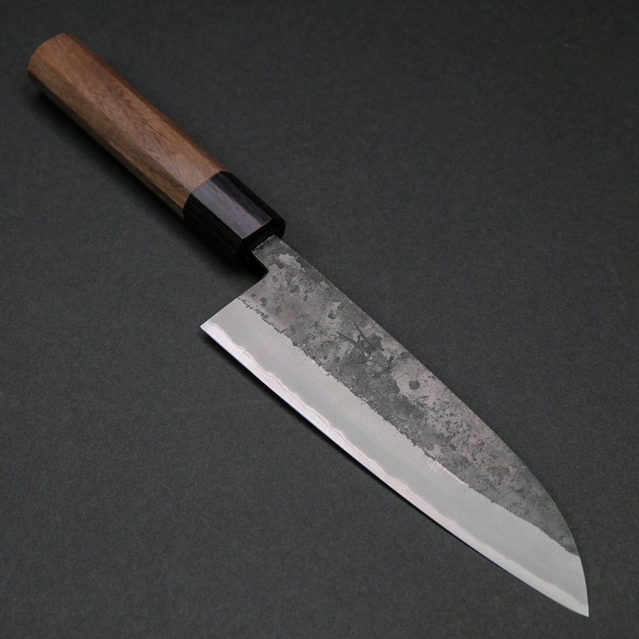 Hitohira Harima Forged Blue Super Stainless Clad Santoku Walnut Handle
