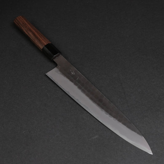 Hitohira Hinode Tsuchime White #2 Stainless Clad Gyuto 240mm Taihei Rosewood Handle