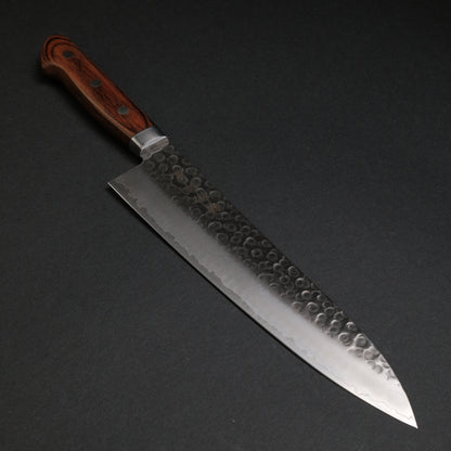 Hitohira Imojiya HG Tsuchime Gyuto 210mm Imitation Mahogany Handle