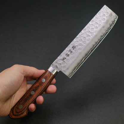 Hitohira Imojiya HG Tsuchime Nakiri 165mm Imitation Mahogany Handle