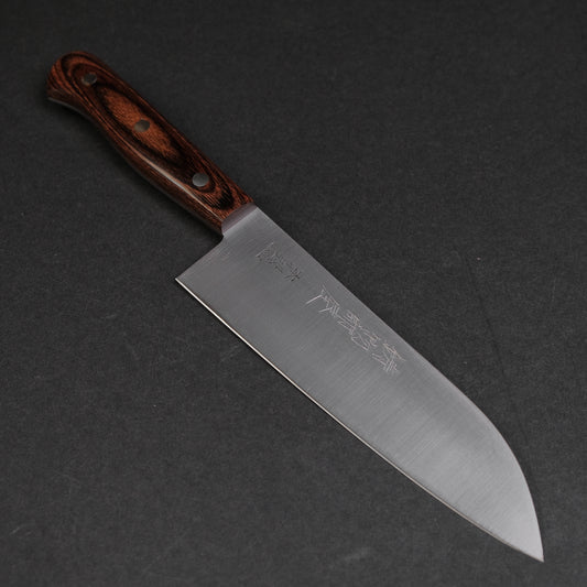 Hitohira Imojiya OKD White #2 Stainless Clad Santoku 180mm Imitation Mahogany Handle