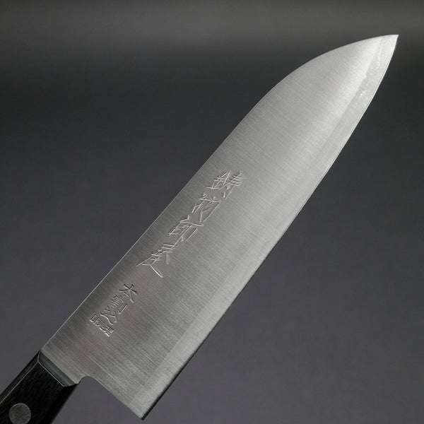 Hitohira Imojiya OKD White #2 Stainless Clad Santoku 180mm Pakka Handle