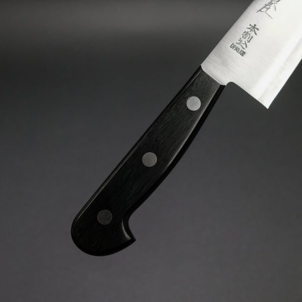 Hitohira Imojiya OKD White #2 Stainless Clad Santoku 180mm Pakka Handle