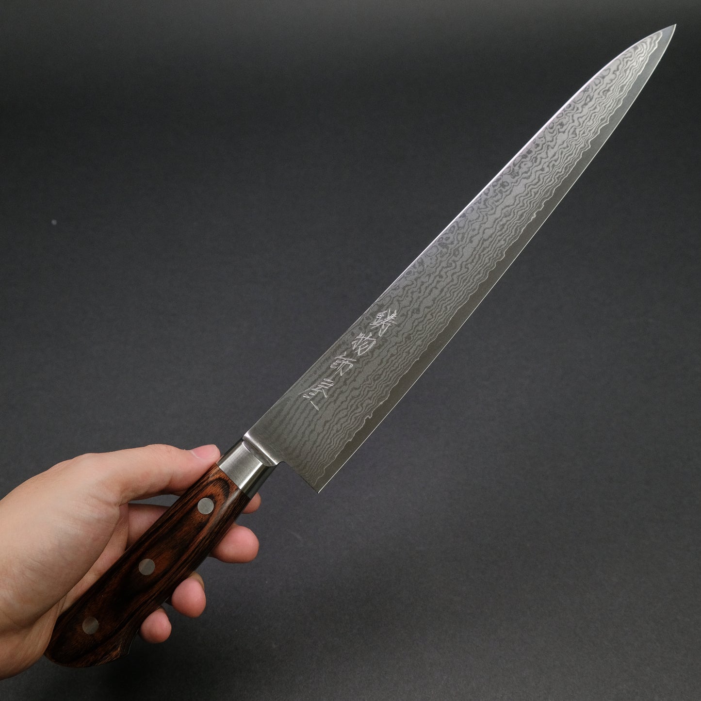 Hitohira Imojiya ST Damascus Sujihiki 270mm Imitation Mahogany Handle