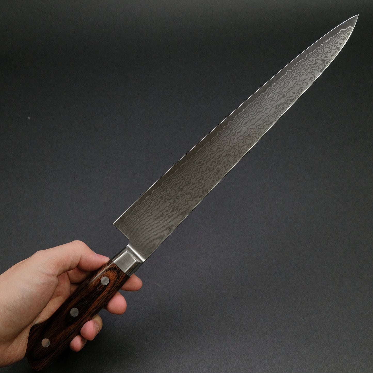 Hitohira Imojiya ST Damascus Sujihiki 270mm Imitation Mahogany Handle