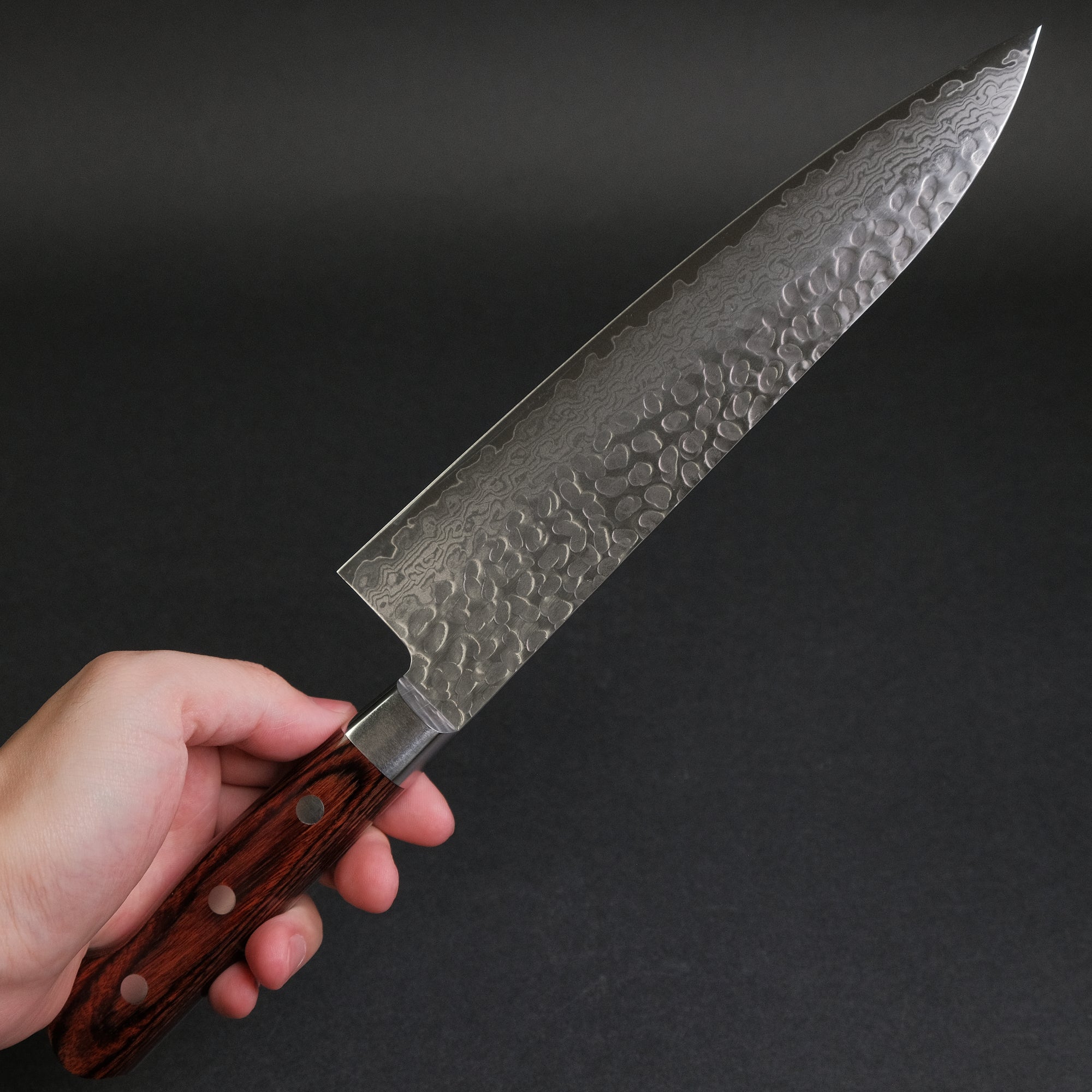 Hitohira Imojiya ST Tsuchime Damascus Gyuto 210mm Imitation Mahogany Handle (Yo)