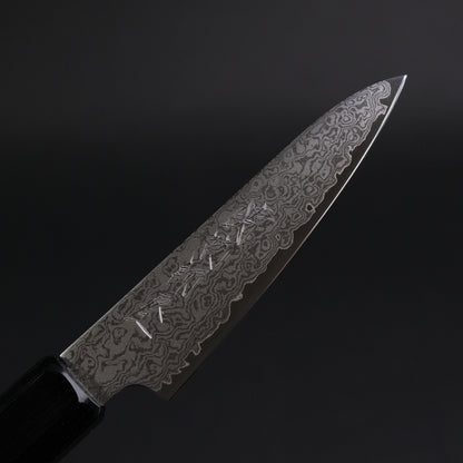 Hitohira Imojiya TH Damascus Paring 105mm Pakka Handle (Red)