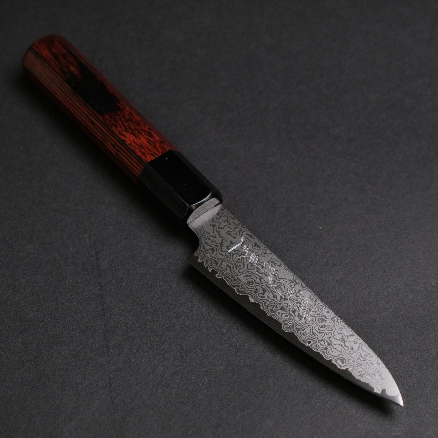 Hitohira Imojiya TH Damascus Paring 105mm Pakka Handle (Red)