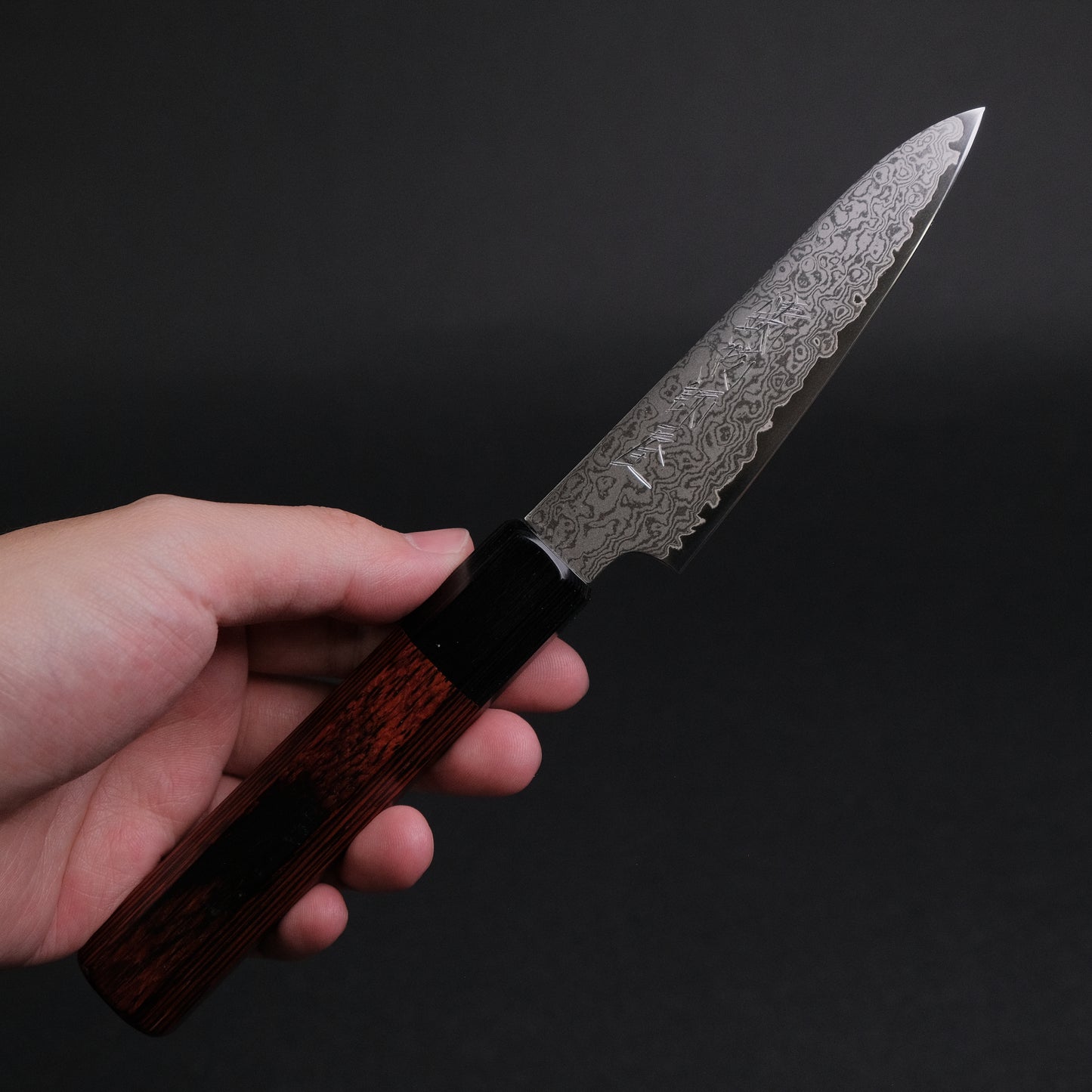 Hitohira Imojiya TH Damascus Paring 105mm Pakka Handle (Red)