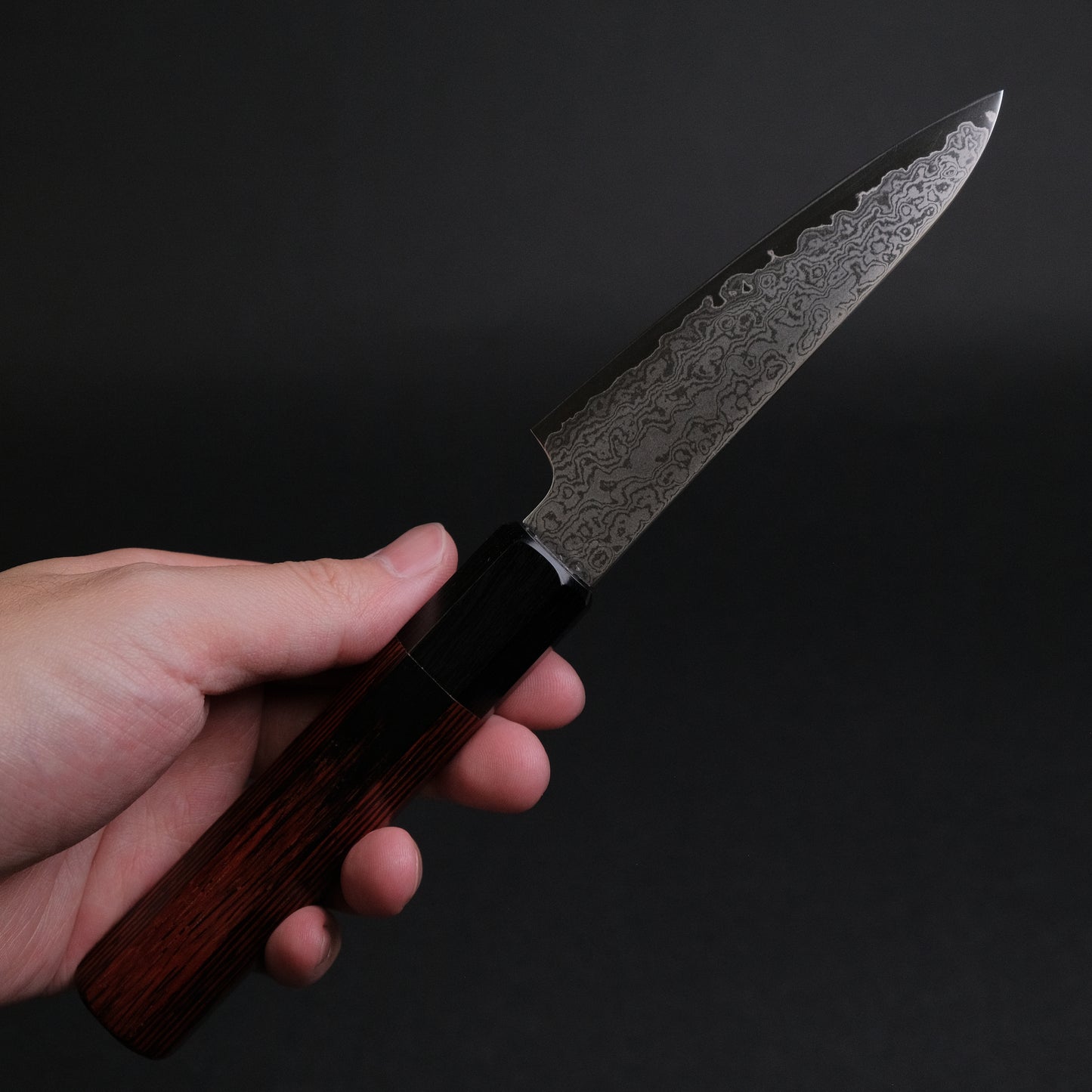 Hitohira Imojiya TH Damascus Paring 105mm Pakka Handle (Red)