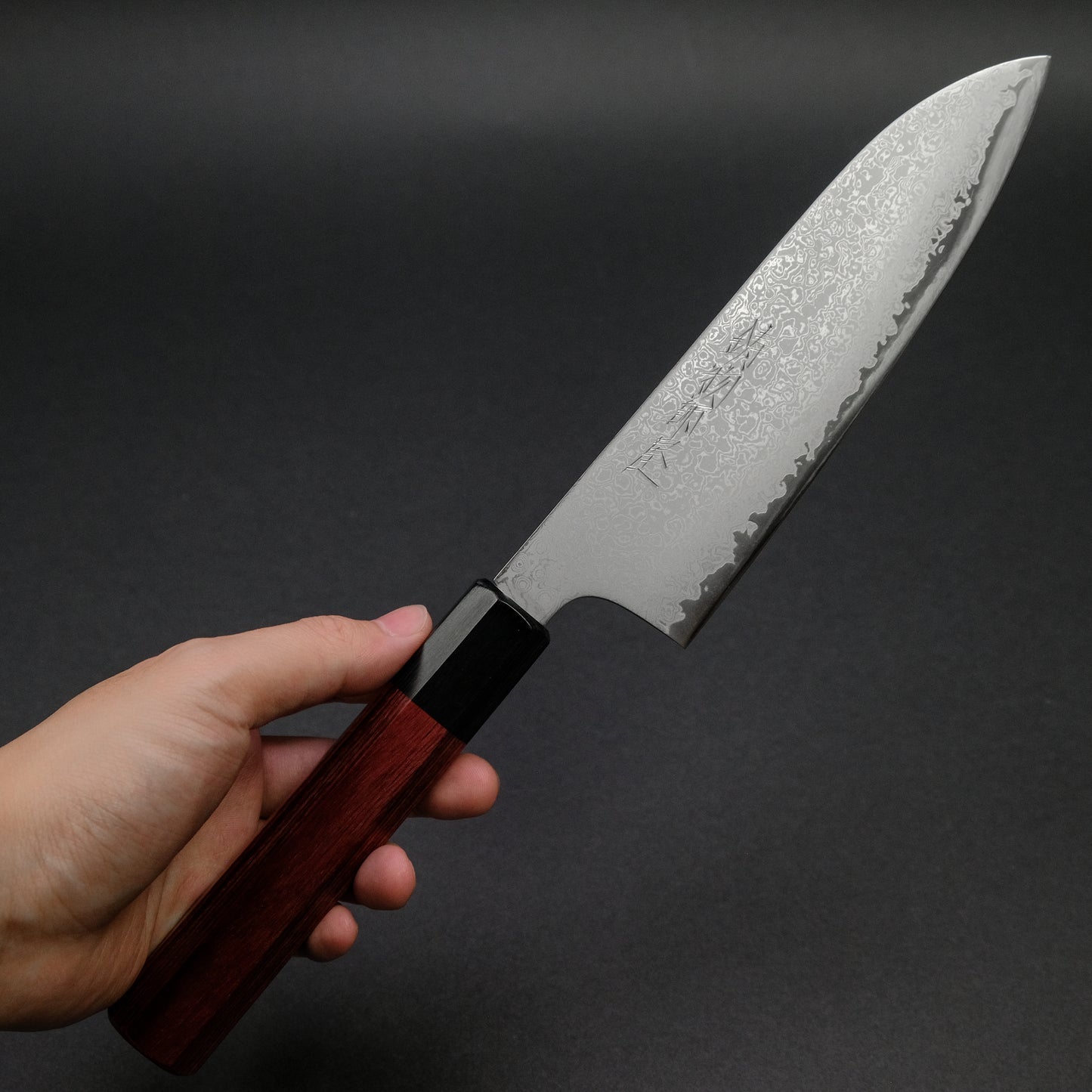 Hitohira Imojiya TH Damascus Santoku 180mm Pakka Handle (Red)