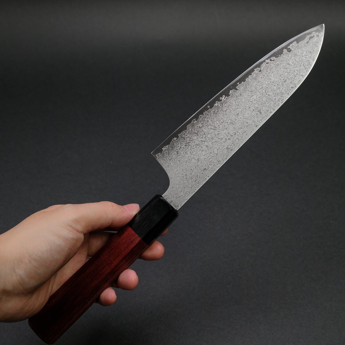 Hitohira Imojiya TH Damascus Santoku 180mm Pakka Handle (Red)