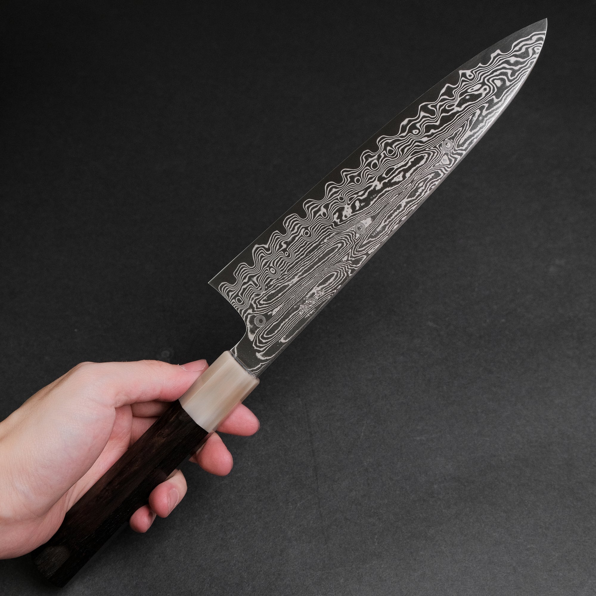 Hitohira Nakagawa Rou SG STRIX Damascus Gyuto 210mm Ebony Handle