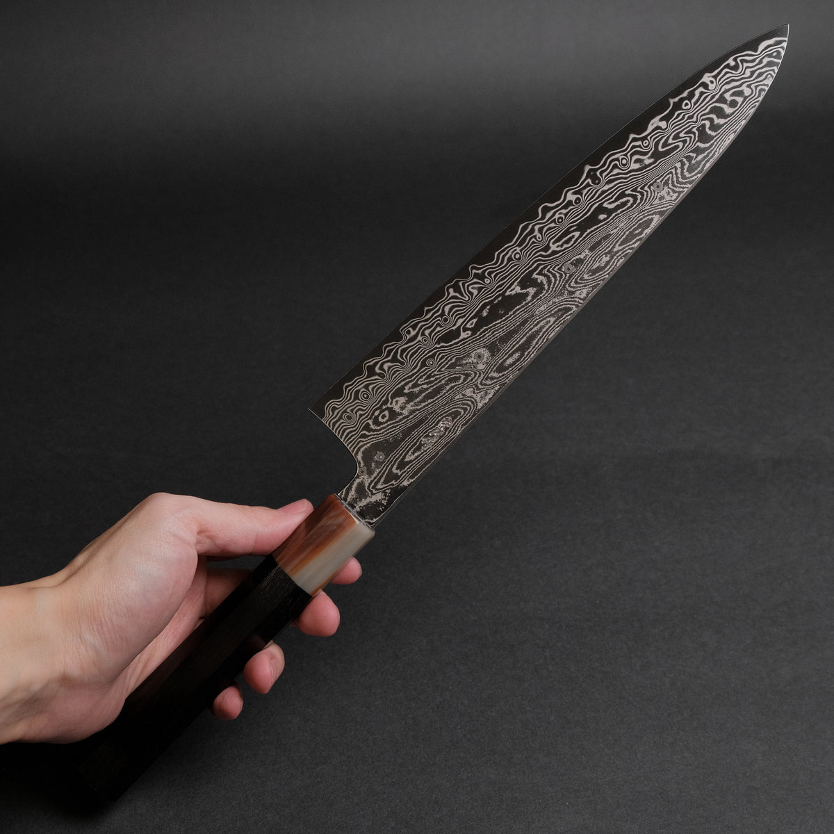Hitohira Nakagawa Rou SG STRIX Damascus Gyuto 240mm Ebony Handle