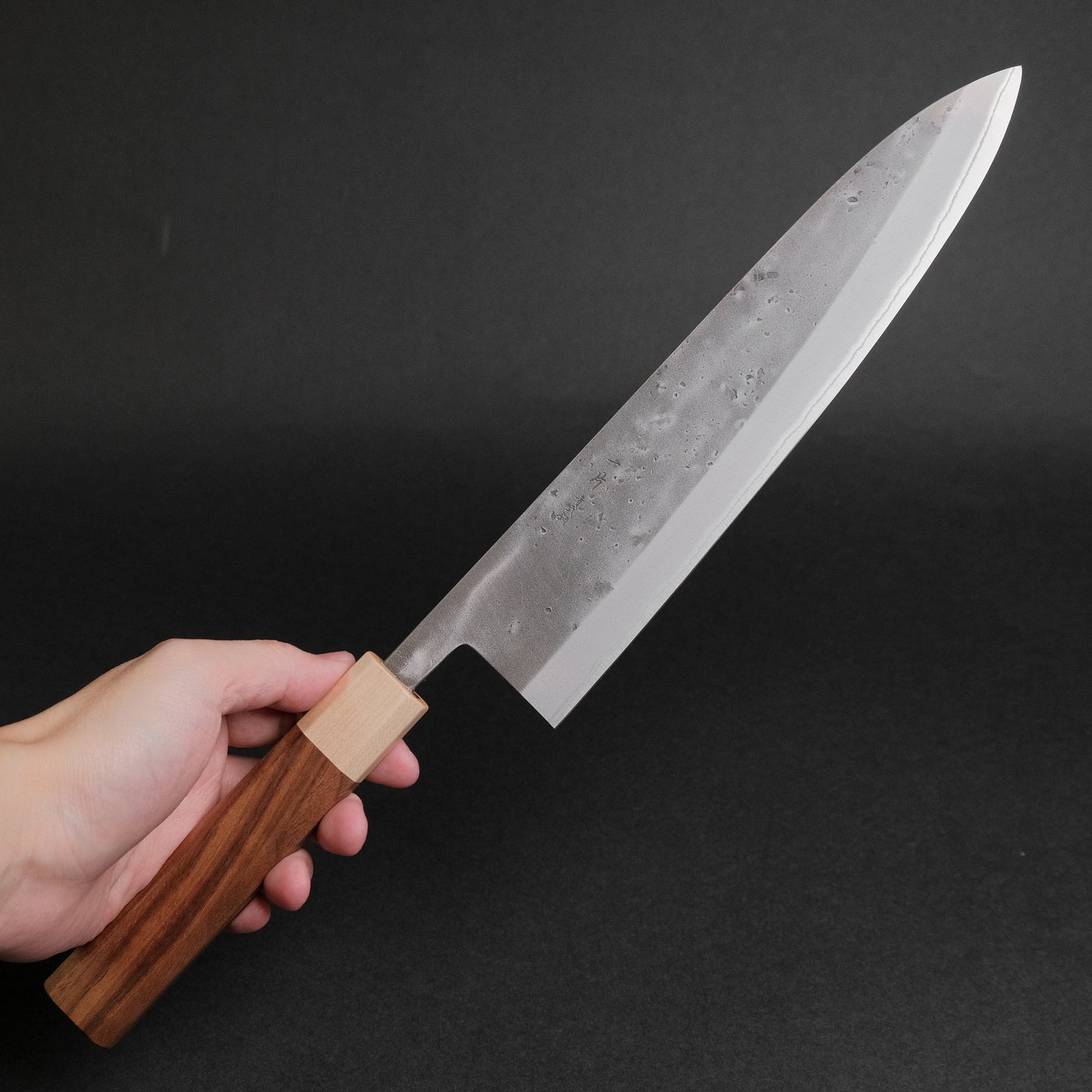 Hitohira TD Blue #2 Stainless Clad Nashiji Gyuto 240mm Walnut Handle