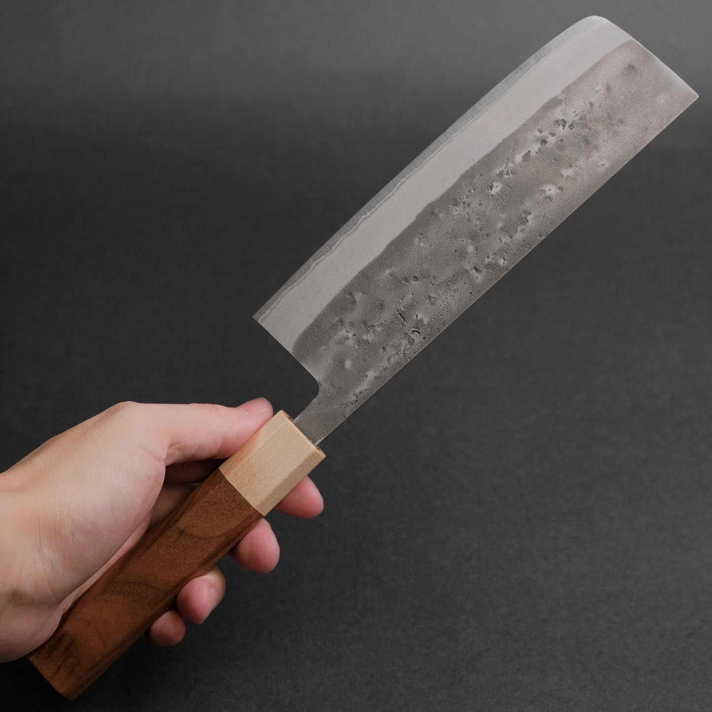 Hitohira TD Blue #2 Stainless Clad Nashiji Nakiri 165mm Walnut Handle