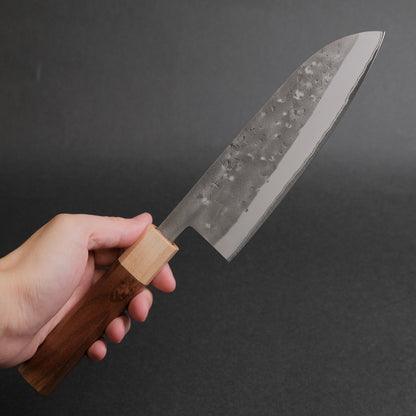 Hitohira TD Blue #2 Stainless Clad Nashiji Santoku 165mm Walnut Handle