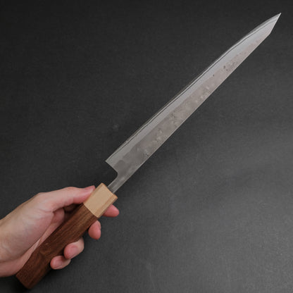 Hitohira TD Blue #2 Stainless Clad Nashiji Sujihiki 270mm Walnut Handle