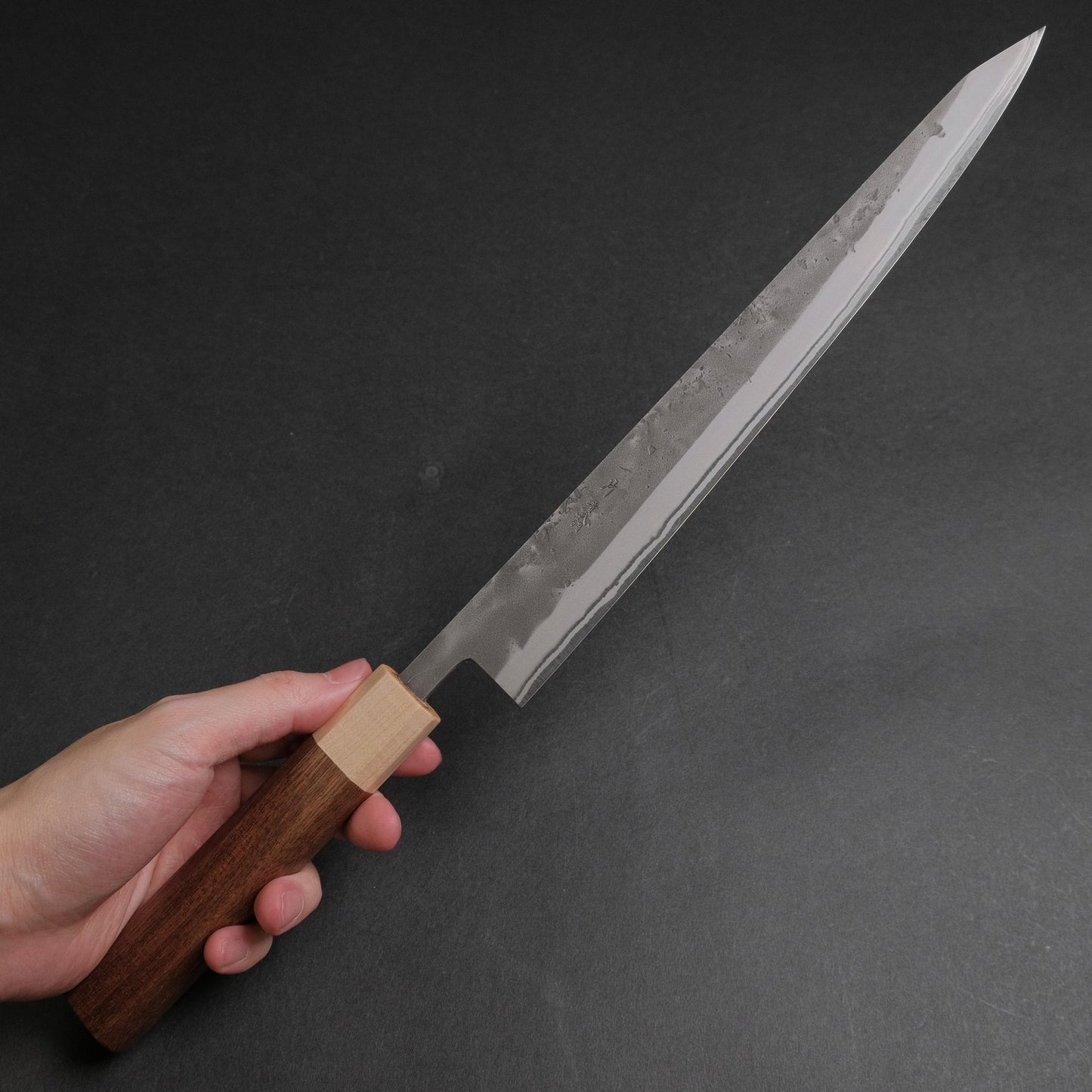 Hitohira TD Blue #2 Stainless Clad Nashiji Sujihiki 270mm Walnut Handle