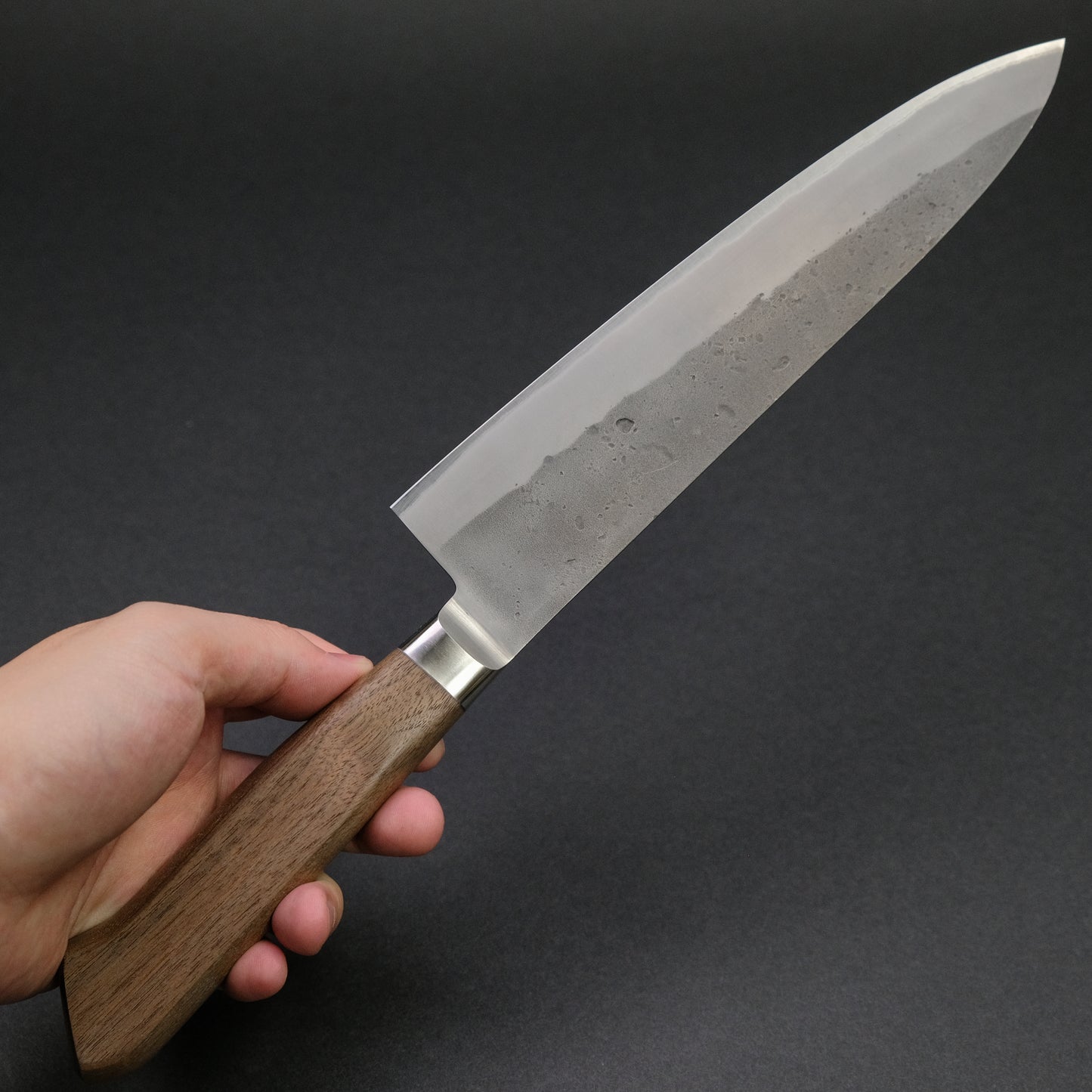 Hitohira TD Blue #2 Stainless Clad Nashiji Yo Gyuto 210mm Walnut Handle