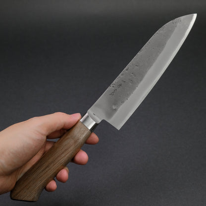 Hitohira TD Blue #2 Stainless Clad Nashiji Yo Santoku 170mm Walnut Handle