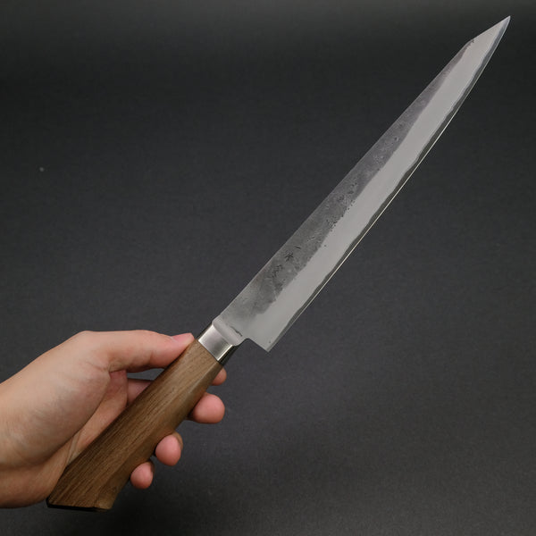 Hitohira TD Blue #2 Stainless Clad Nashiji Yo Sujihiki 240mm Walnut Handle