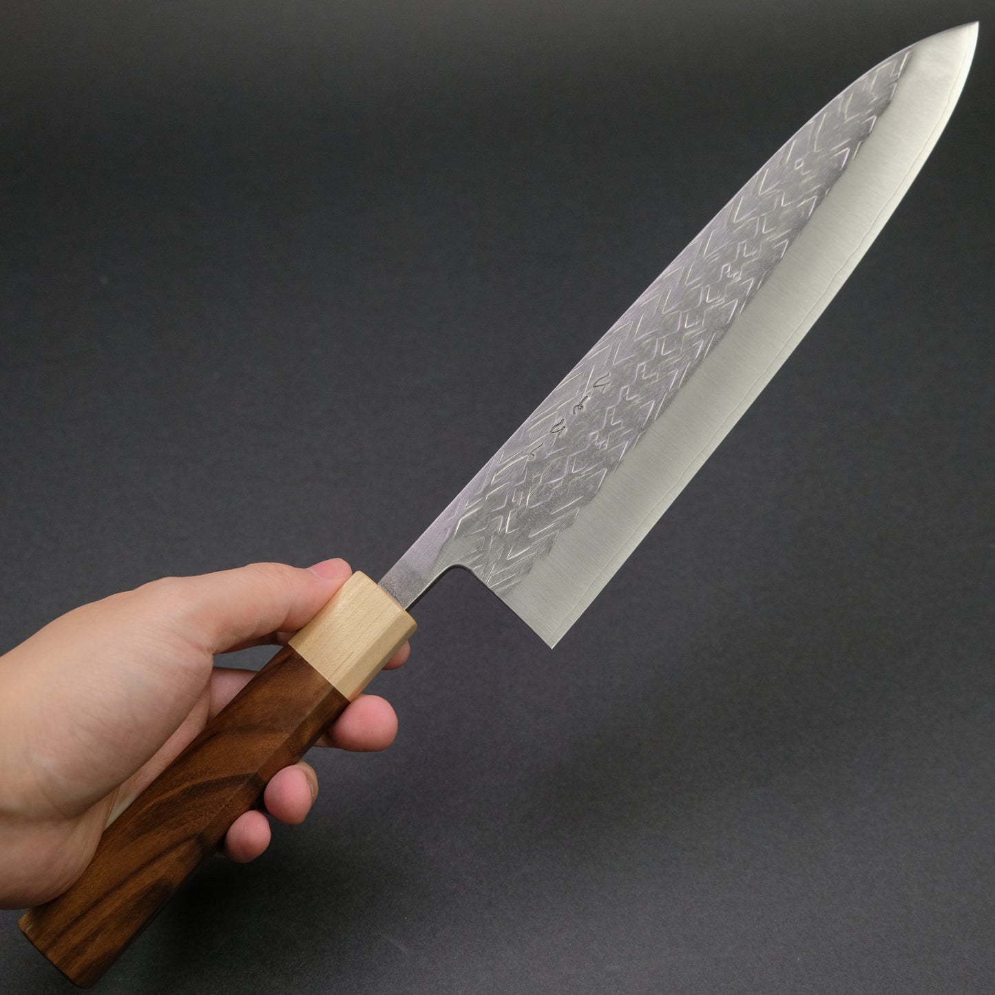 Hitohira TD SLD Tsuchime Gyuto 240mm Walnut Handle