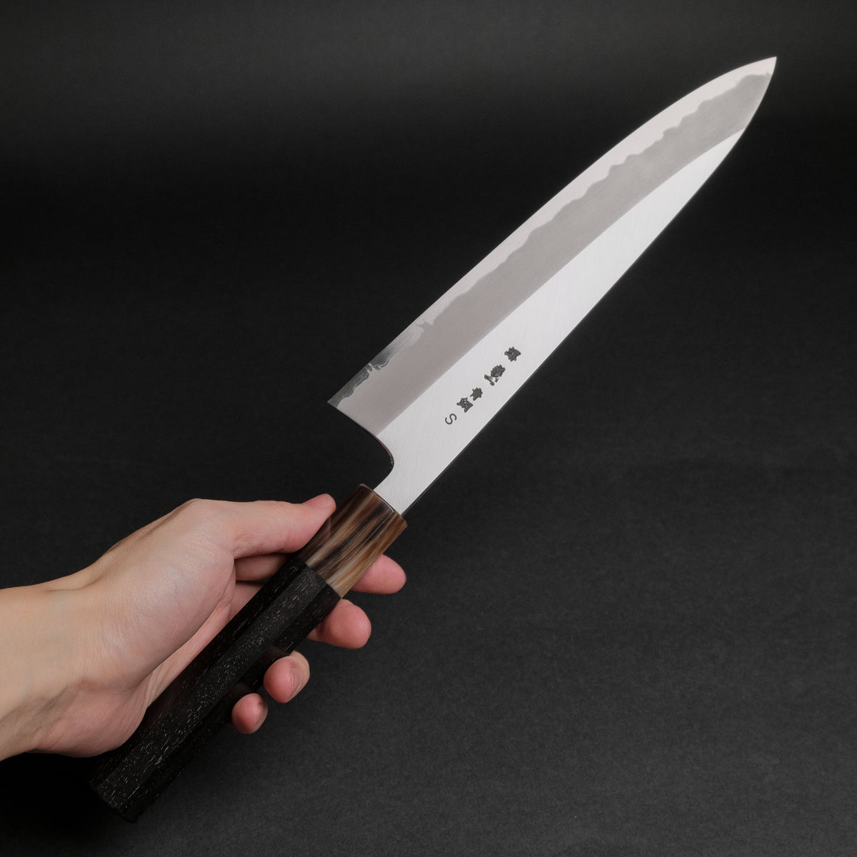 Hitohira Tanaka Kyuzo Blue Super Migaki Gyuto 240mm Ebony Handle