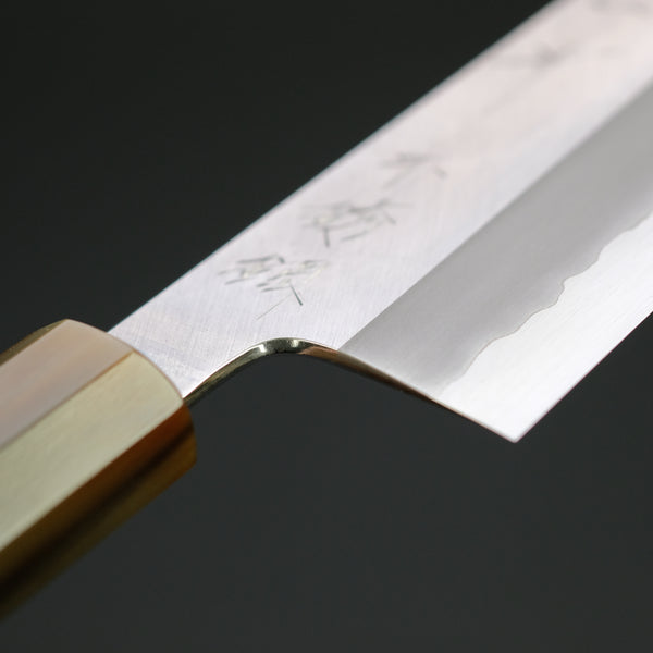 Hitohira Tanaka Kyuzo Blue #1 Stainless Clad Gyuto 240mm Taihei Ebony Handle