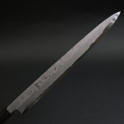 Hitohira Tanaka Mosuke Blue #1 Damascus Yanagiba 300mm Ebony Handle (Saya)