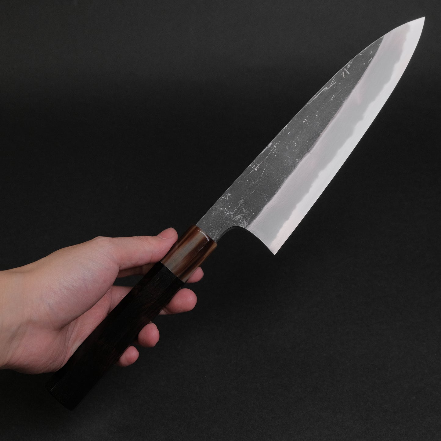 Hitohira Togashi Blue #2 Kurouchi Gyuto 210mm Ebony Handle