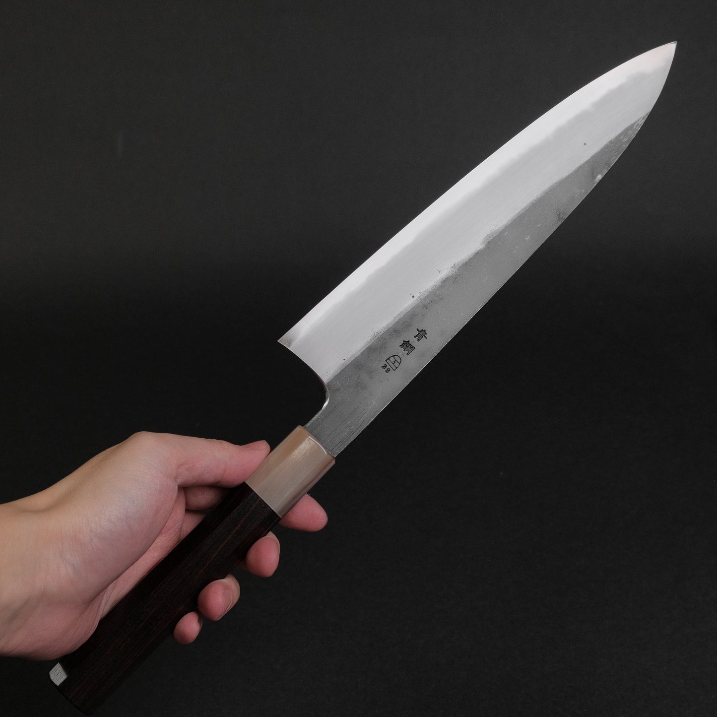 Hitohira Togashi Blue #2 Kurouchi Gyuto 240mm Ebony Handle