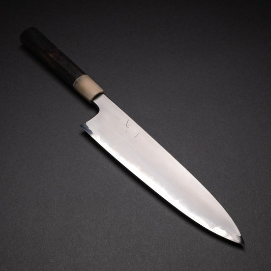 Hitohira Togashi White #1 Stainless Clad Kasumi Gyuto 240mm Ebony Handle