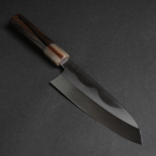 Hitohira Togashi White #1 Fuji Mizu Honyaki Santoku 180mm Ziricote Handle (#143/ Saya)