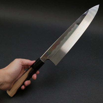 Hitohira Togashi White #1 Mizu Honyaki Gyuto 240mm Kurokaki Persimmon Handle (#086/ Saya)