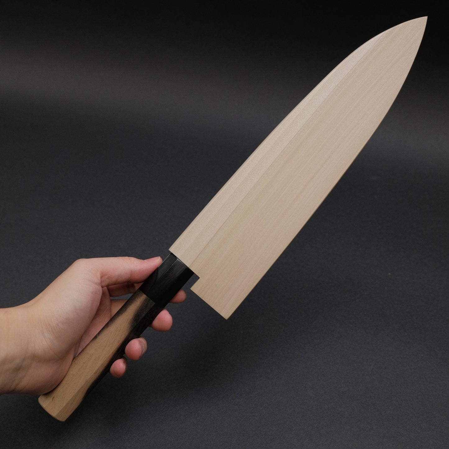 Hitohira Togashi White #1 Mizu Honyaki Gyuto 240mm Kurokaki Persimmon Handle (#086/ Saya)