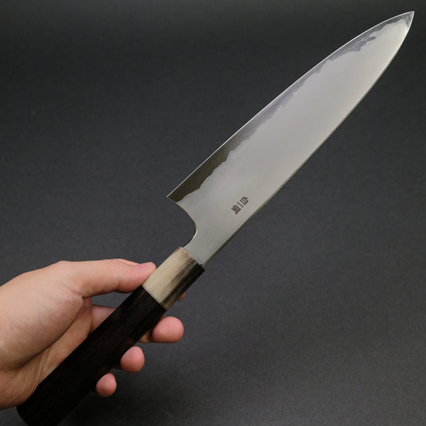 Hitohira Togashi White #1 Stainless Clad Kasumi Gyuto 210mm Ebony Handle